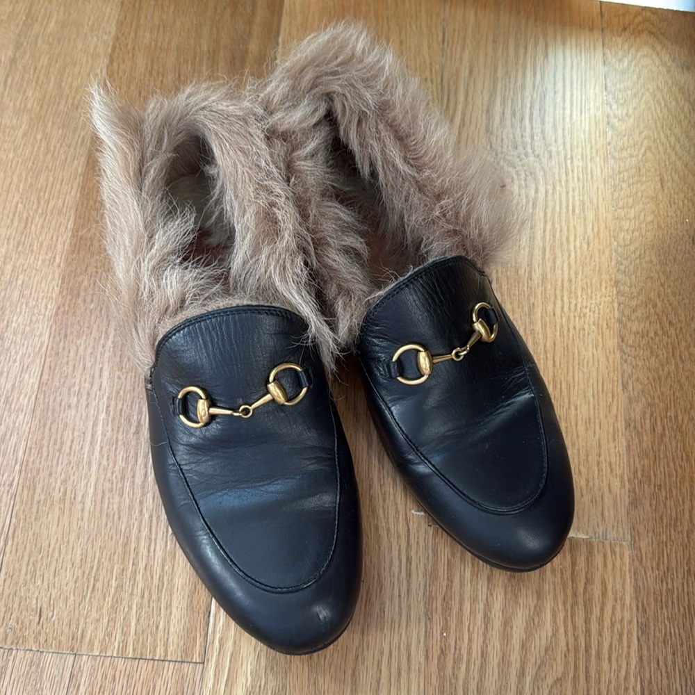 Gucci fur loafers